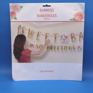 Sweet Baby So Precious Gold Letter Banner Party Decoration 2 Pieces